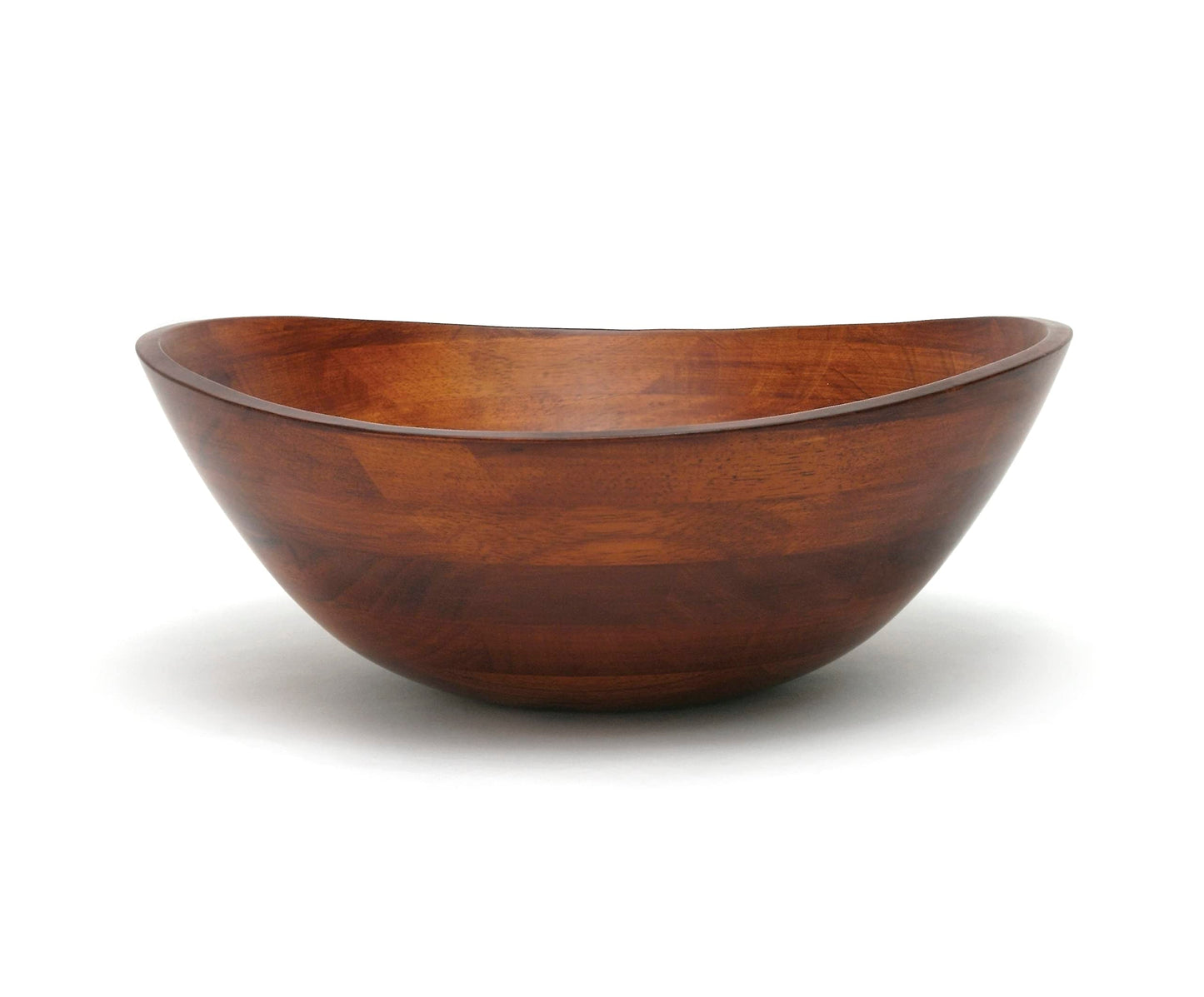 Lipper International 294 Cherry Finished Wavy Rim Serving Bowl for Fruits or Salads, Matte, Large, 13" x 12.5" x 5", Single Bowl