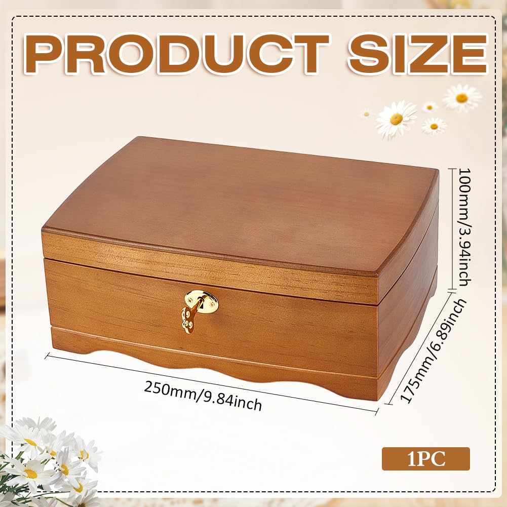 MAYJOYDIY Wooden Jewelry Box with Lock Retro 2 Layer Jewelry Storage Box with 2 Keys 9.8x6.9x3.9 Jewelry Organizer with Removable Tray for Home Vanity
