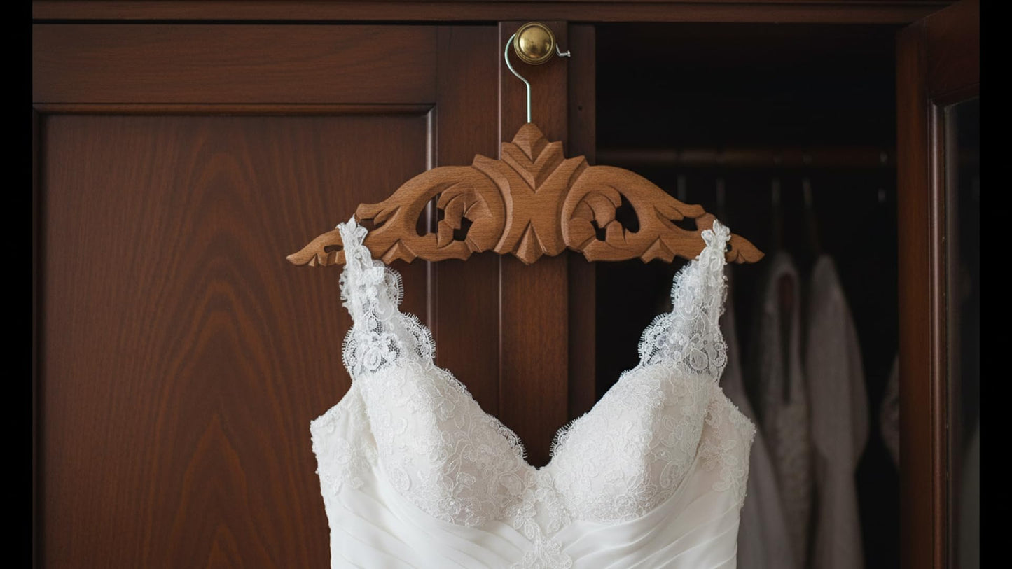 Handmade Vintage Wooden Wedding Suit Jacket Tuxedo Shirt Coat Clothes Hanger for Groom & Bridal Wedding Dress Non Slip Smooth Finish Swivel Hook Bridal Shower Party Favor Gift Ideas