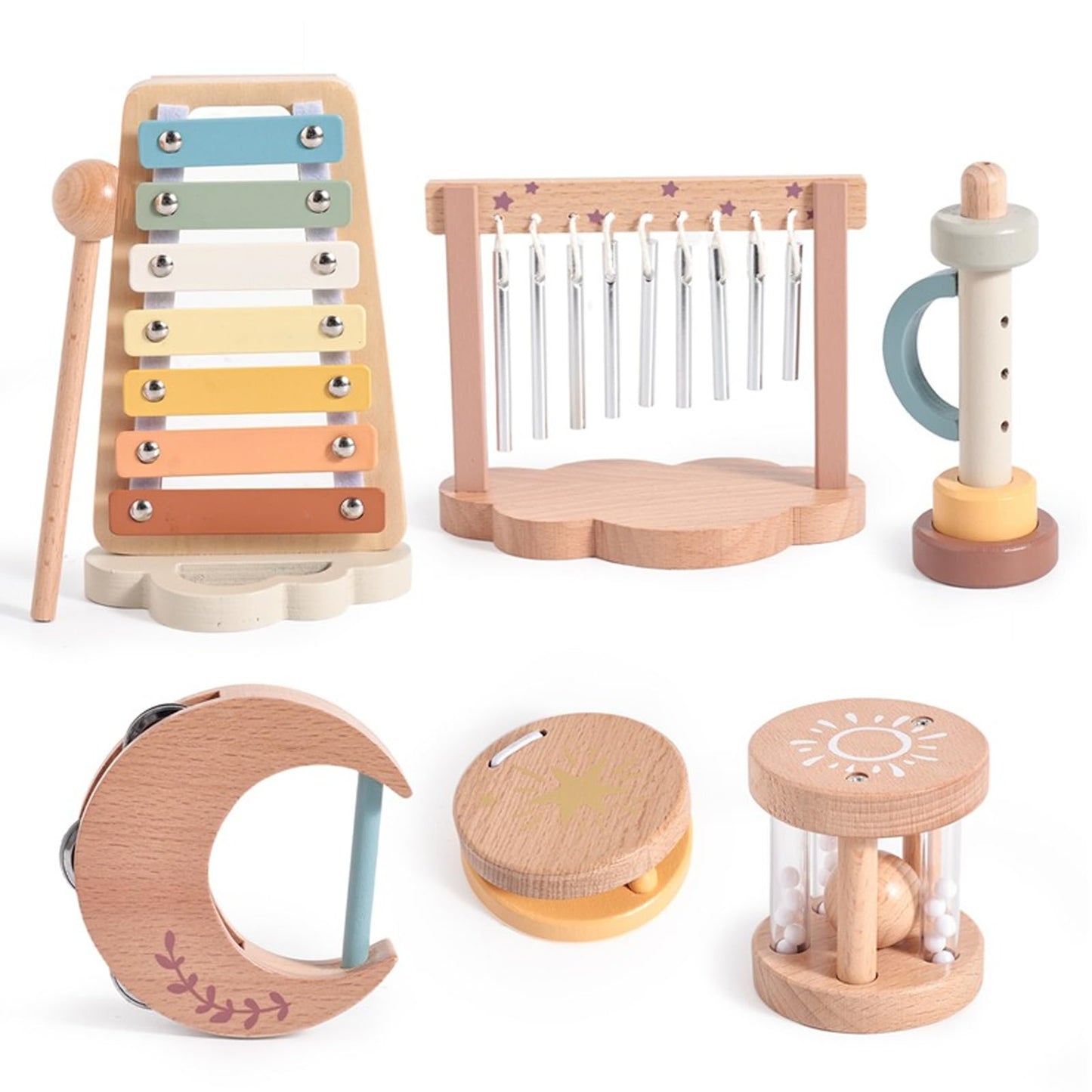 Smartwo Baby Montessori Musical Instruments,Wooden Percussion Xylophone Musical Toys for Toddlers,Sensory Toys for Kids Preschool Educational,Birthday Gift for 3+