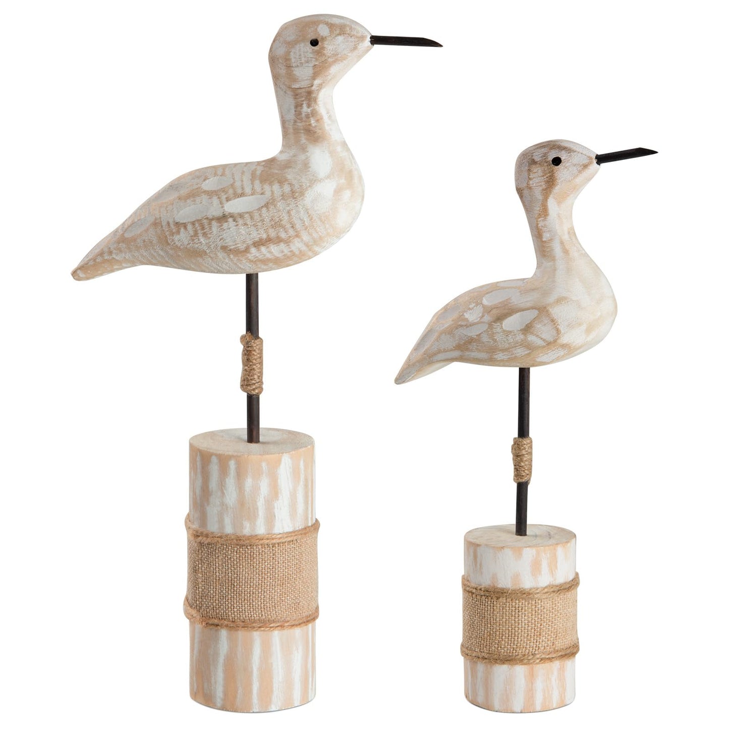 LaLamona White Seagull Statues Nautical Decor, Wooden Sea Bird Statues for Coastal Beach Ocean Home Table Decoration, 2Pcs