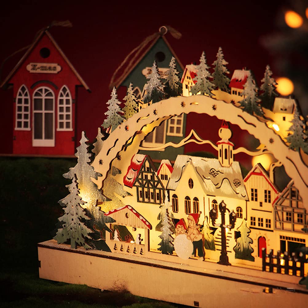 Stylebest Led,Christmas House Scene Wooden Christmas Village,Christmas Village Houses for Shopping Mall Window Decorations