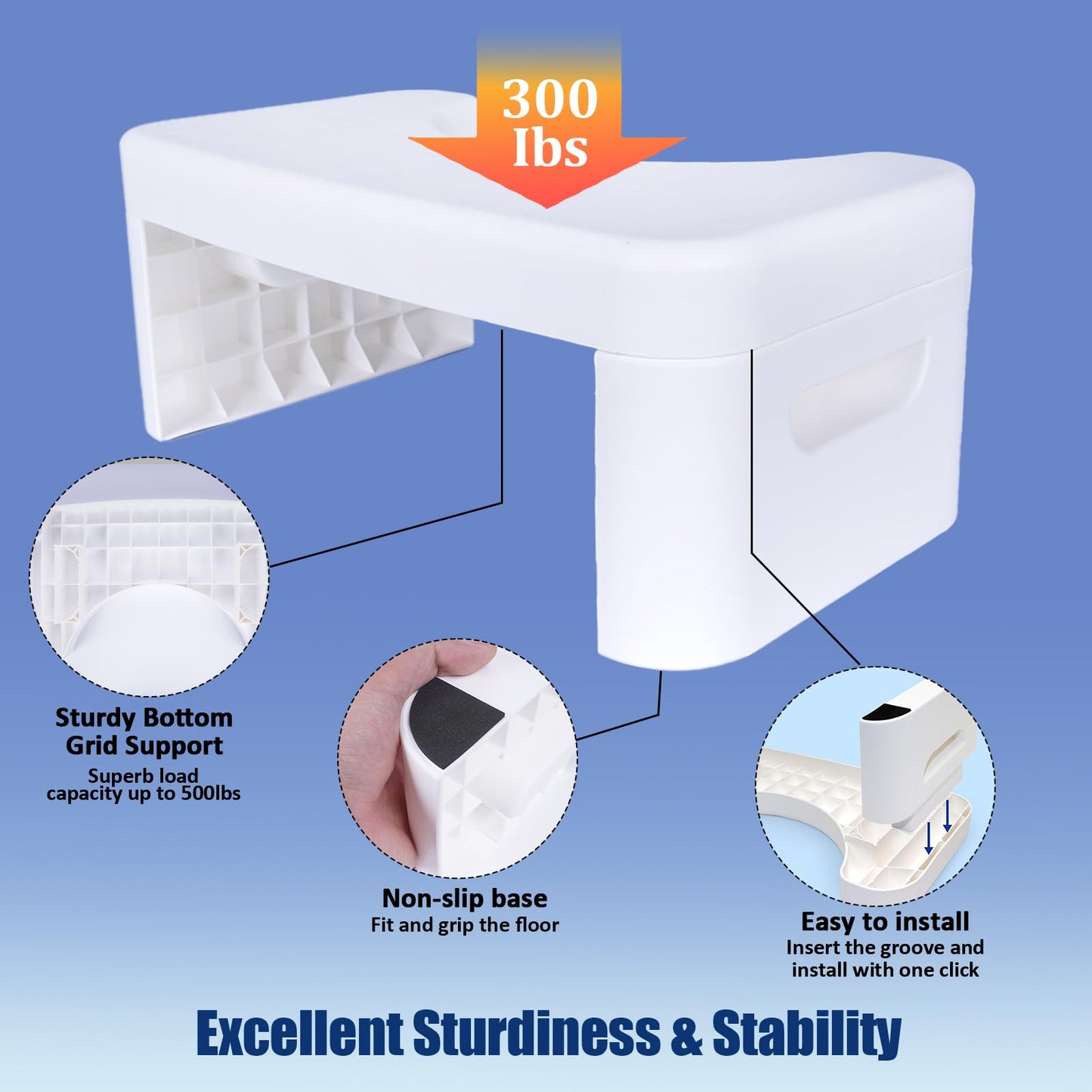 Folding Toilet Stool, 6.7 inch Folding Toilet Stool, Foldable Bathroom Potty Step Stool for All Ages - Sitting Posture Foot Stool. Black