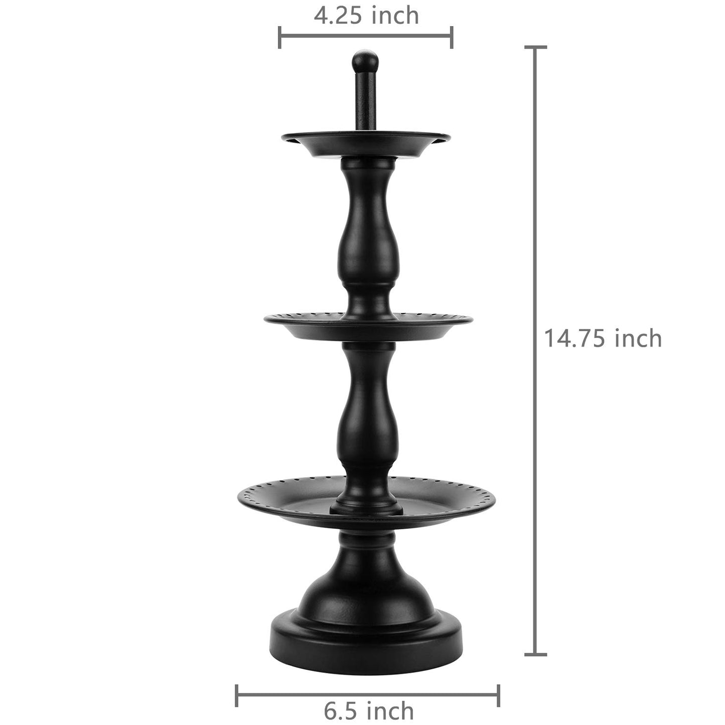 MyGift Earring Storage Rack Organizer, Metal Jewelry Tree, Necklace and Bracelet Hanger with Wooden Ring Tray Trinket Holder - Holds 68 Pairs of Earrings (Black-3-Tier)
