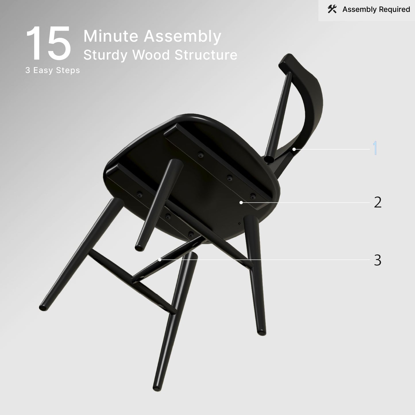 Signature Design by Ashley Gretlynn Casual Solid Wood Armless Dining Chair, Set of 2, Black
