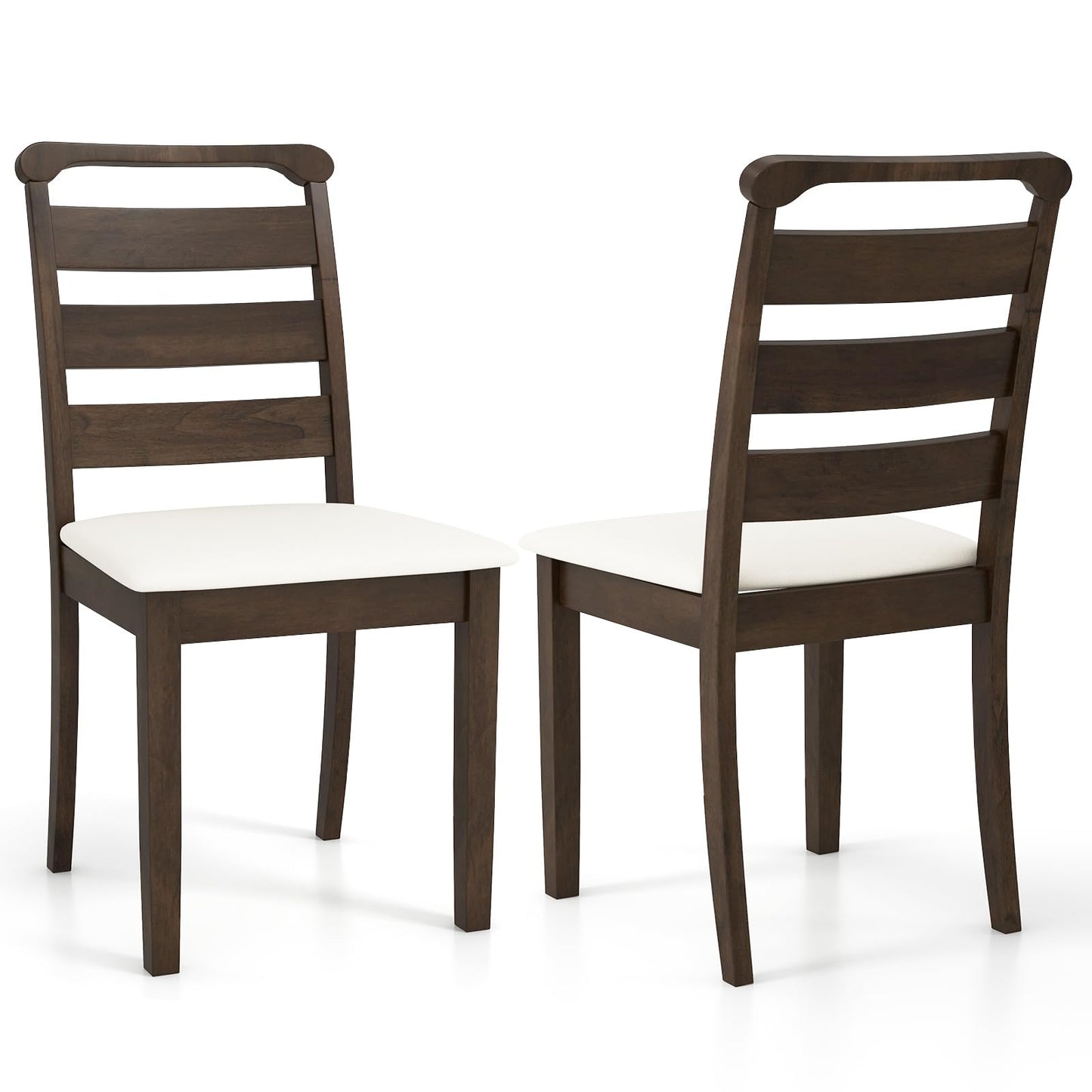 Giantex Wooden Dining Chairs Set of 2, Upholstered Kitchen Chairs w/Rubber Wood Frame, Padded Seat, High Ladder Back, Mid-Century Accent Armless Chairs, Modern Side Chairs for Living Room