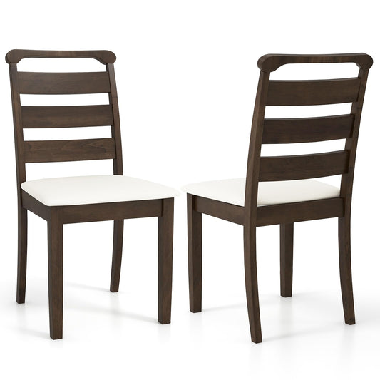 Giantex Wooden Dining Chairs Set of 2, Upholstered Kitchen Chairs w/Rubber Wood Frame, Padded Seat, High Ladder Back, Mid-Century Accent Armless Chairs, Modern Side Chairs for Living Room