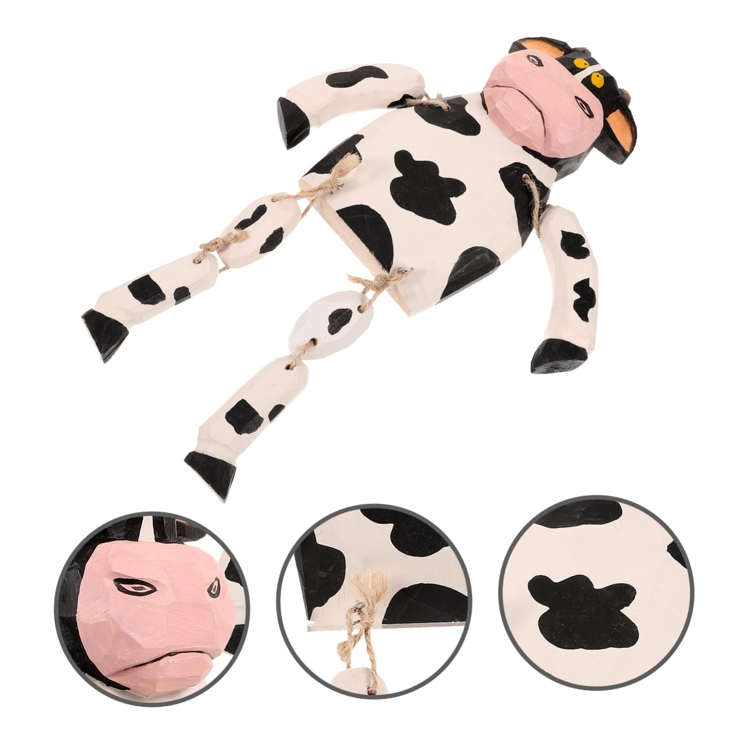Yardenfun Cow Statue Long Legs Cartoon Cow Figurine Wooden Decor Animal Figurine for Home Garden Cake Decoration Easter Display Kids Gift 12.20 X 5.51 X 1.96 in