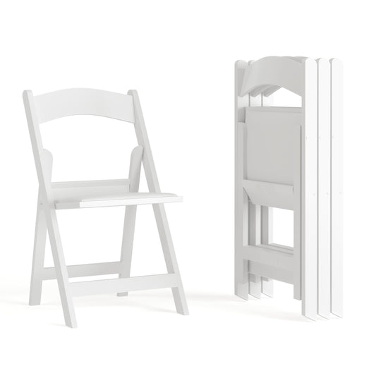 Flash Furniture Hercules Series Folding Chair - White Resin - Set of 4 800LB Weight Capacity Comfortable Event Chair - Light Weight Folding Chair