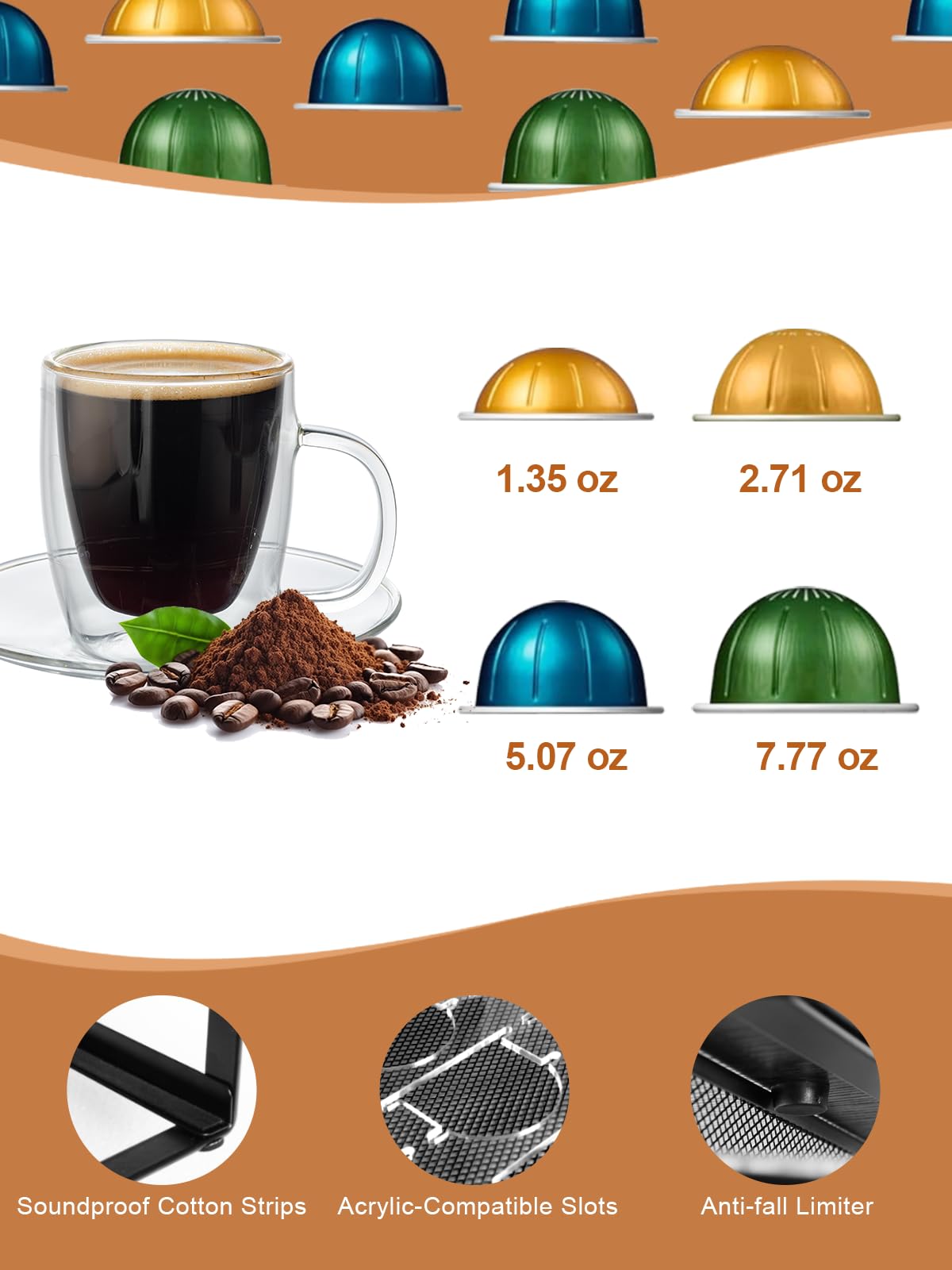 Sedegn Nespresso Vertuo Pod Holder: Capsule Organizer with Sliding Drawer
