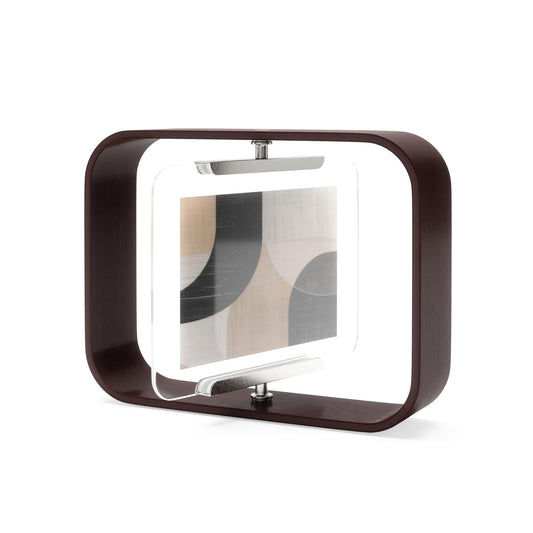 Umbra Bellwood 4x6 Desk Picture Frame – Double Sided Rotating Wooden Photo Frame with 360-Degree Pivot, Tabletop Display for Portrait or Landscape Photos – Aged Walnut