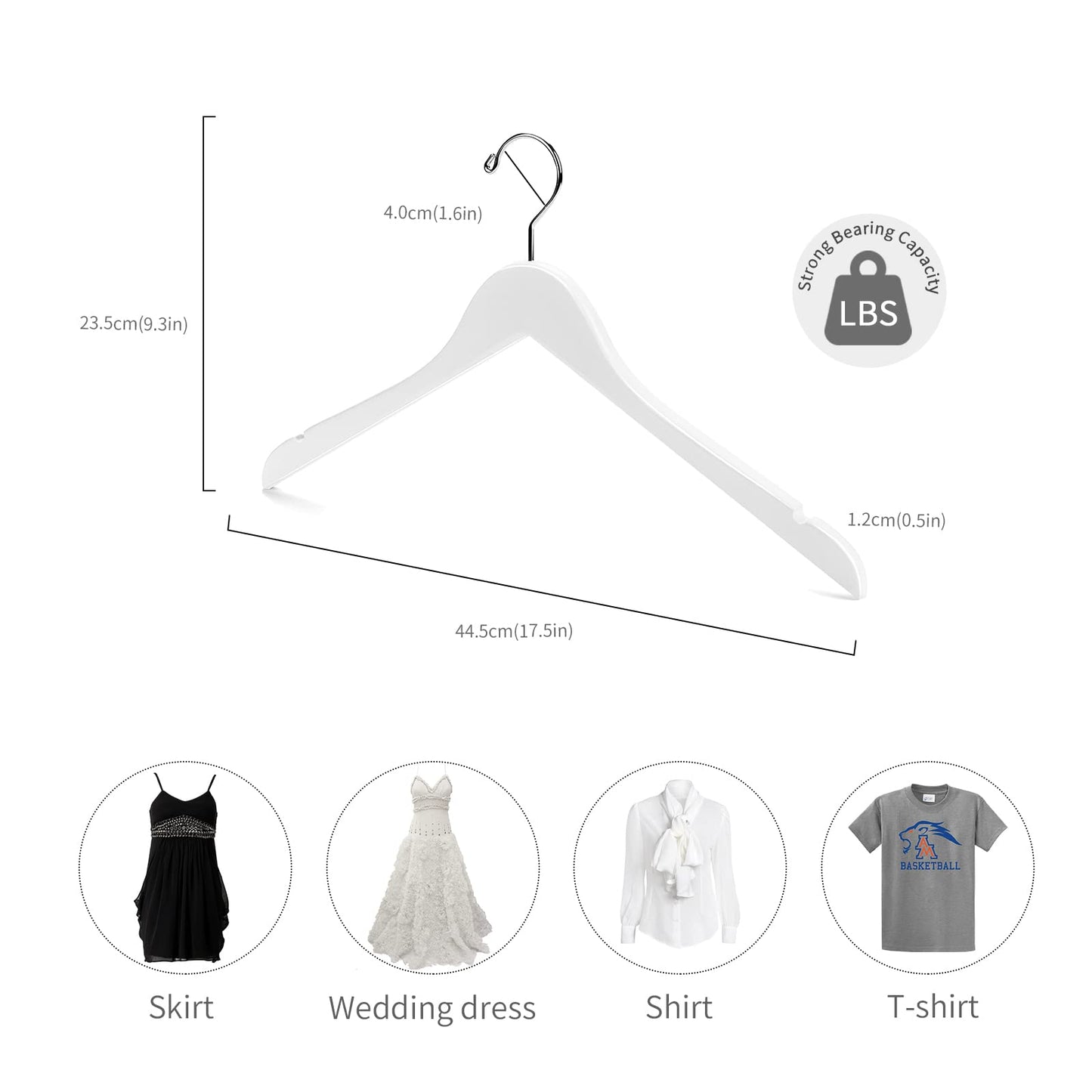 Nature Smile Wooden Coat Hangers Wood Shirt Dress Jacket Clothes Hangers with Extra Smooth Finish, 360 Degree Swivel Hook(10pcs White)
