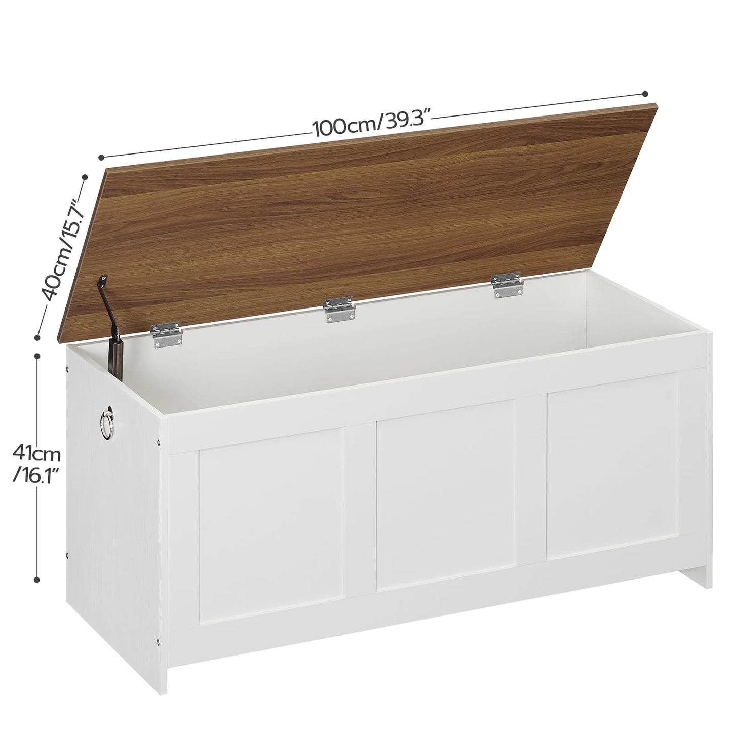 HOOBRO Storage Bench, 39.3" Retro Wooden Storage Chest, Wooden Storage Trunk, Toy Chest with Lift Top, Multifunctional Entryway Organizer, for Entryway, Living Room, White and Walnut WH141CW01G1