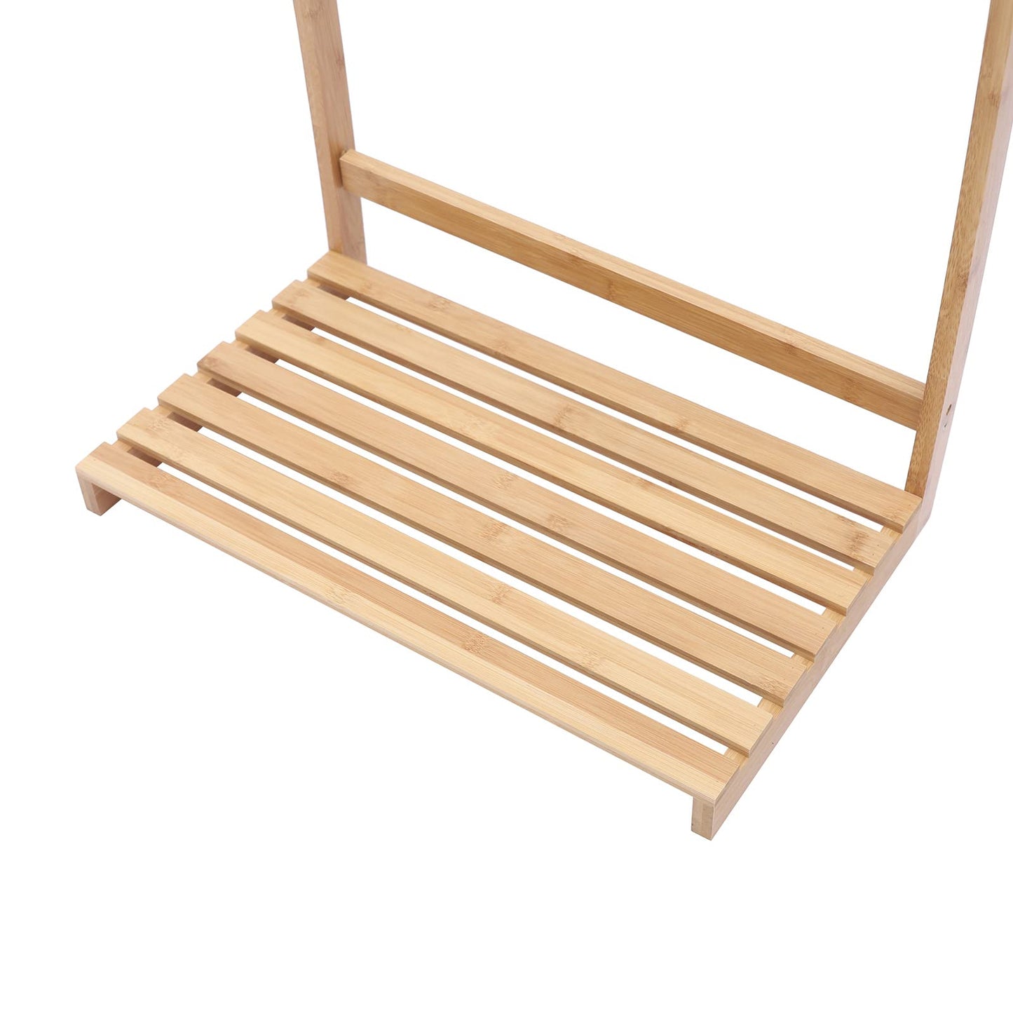 3 Tier Bamboo Towel Rack Stand Free Standing Blanket Rack Drying Rack with Bottom Storage Shelf for Bathroom Living Room