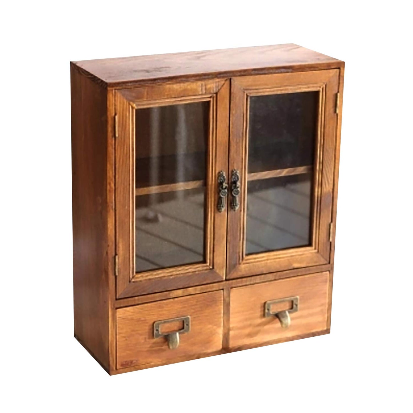 Primo Supply Wood Storage Cabinet with Clear Display Door - 12"x14"x5" Wall Shelf - Candle Cupboard - Pantry Organization