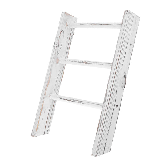 Luxshiny Miniature Small Ladder Decor Towel Rack Rustic Farmhouse Bathroom Hand Towel Holder Multipurpose Display Stand for Kitchen Counter and Bathroom Elegant White Finish