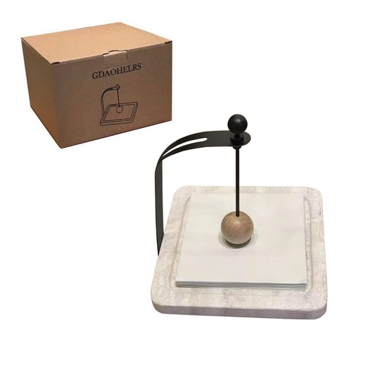 GDAOHELRS Marble Paper Napkin Holder for Table - Handcrafted Natural Stone, Weighted Fits 5-7" Cocktail & Dinner Napkins, Dining Table Centerpiece, Coffee Bar & Kitchen Decor