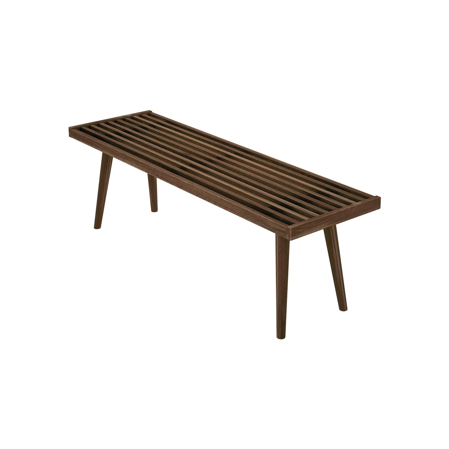 Plank+Beam Entryway Bench, Wooden End of Bed Bench for Bedroom, Mid-Century Modern Square Bench for Hallway, Living Room, Indoor, Porch, 56.25", Walnut