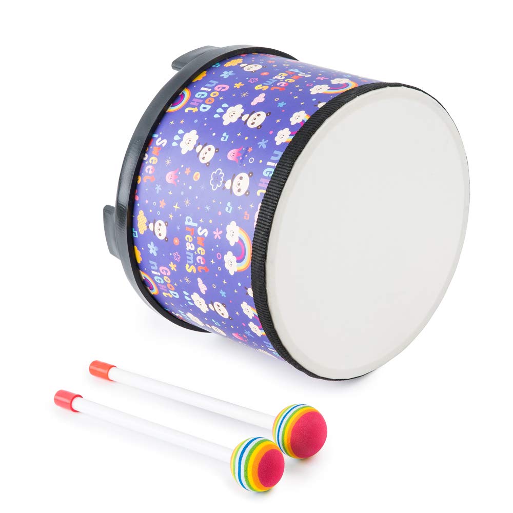 Kids Floor Tom Drum Toddlers: Baby Music Toys 8 inch Percussion Instrument Child Drums - Montessori Toys Wooden Drum for Preschool Educational Birthday (Purple 8")