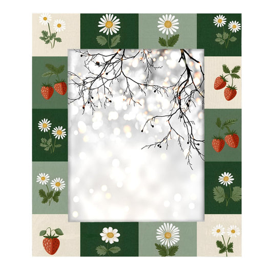 cfpolar 8x10 Picture Frame, Flower Fruit Strawberry Wooden Photo Frame Fits 5x7 with Mat or 8x10 without Mat Photo, Display Photos for Wall or Tabletop Desk Home Gallery Living Room