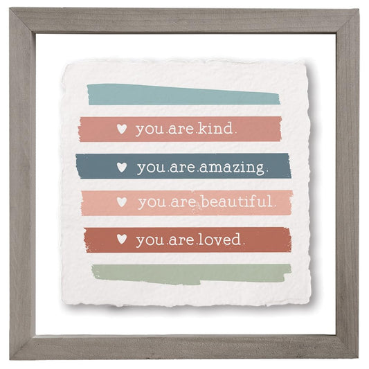 Simply Said, INC Floating Frames Inspirational Art - You Are Kind, You Are Amazing Stripes - 10 x 10 inch Wood Wall Decor - Made in USA - FAS1158