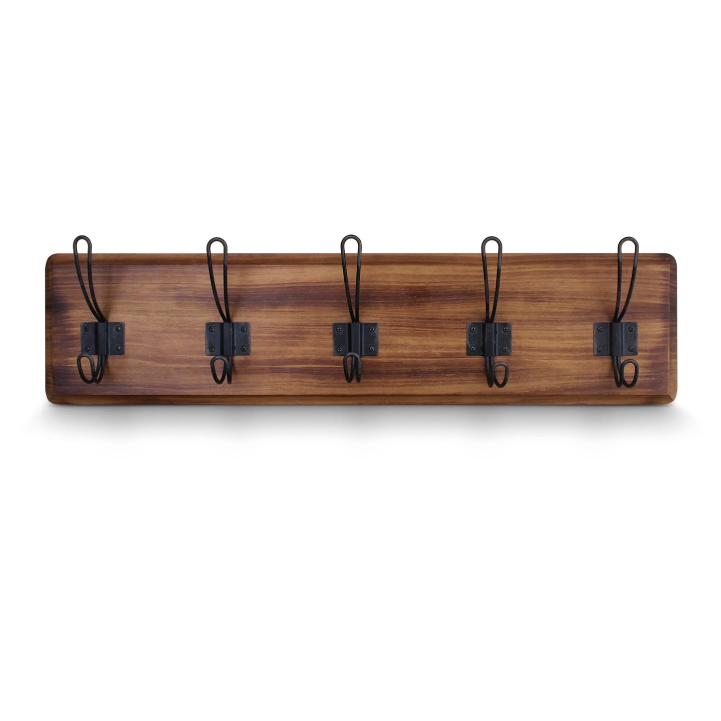 HBCY Creations Dark Wash Brown Rustic Coat Rack Wall Mount with 5 Hooks, Solid Pine Wood 24 inch Wall Hooks for Entryway, Mudroom, Hallway, Bathroom - Vintage Farmhouse Style Wall Mounted Towel Rack