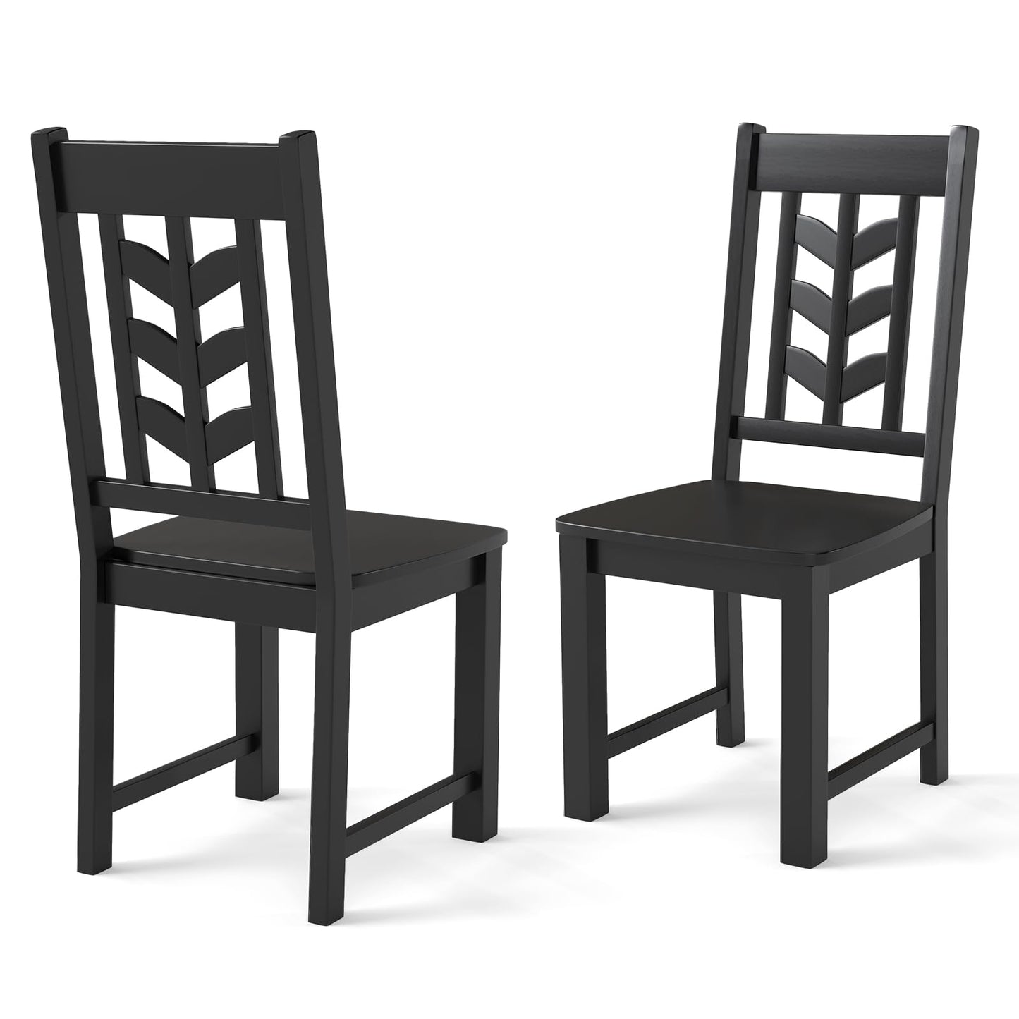 Giantex Wooden Dining Chairs Set of 2, Kitchen Chairs w/Rubber Wood Frame & Leaf-Shaped High Back, Max Load 400 LBS, Farmhouse Armless Dinette Side Chairs for Living Dining Room Restaurant, Black