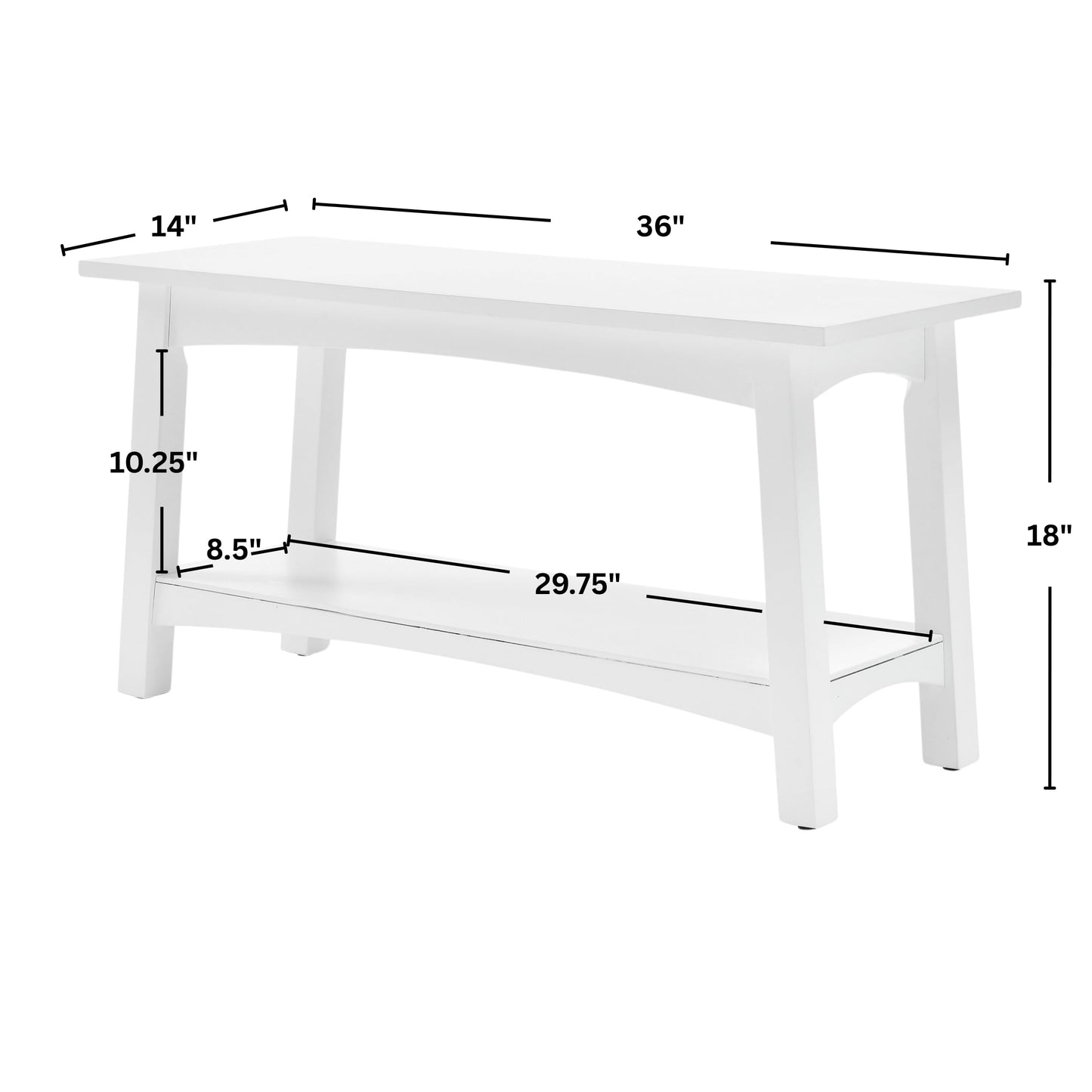 Craftsbury 36-Inch Solid Wood Entryway Bench with Storage Shelf – Easy Assembly Small Seating Bench for Hallway, Living Room, or Foyer by Alaterre Furniture (White)