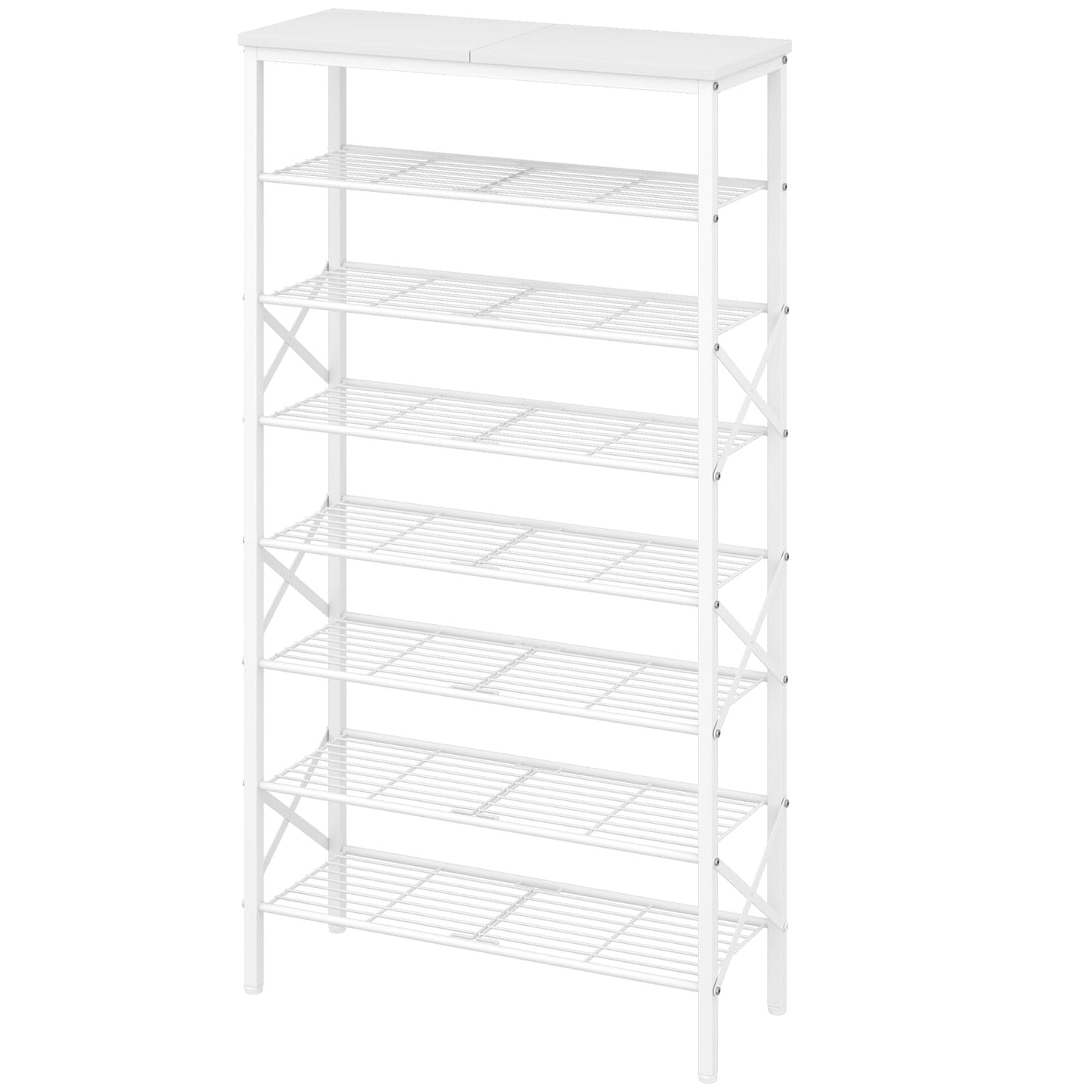 YATINEY 8 Tier Shoe Rack, Shoe Storage Organizer, Large Capacity Shoe Shelf Holds 32 Pairs of Shoes, Sturdy and Stable, for Entryway, Hallway, Closet, Dorm Room, White SS08WW