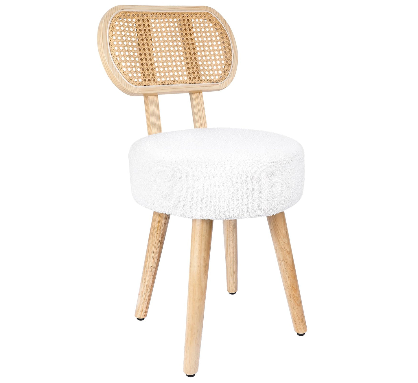 Rattan Dining Chair, Kitchen Dining Room Chairs, Mid Century Modern Boucle Chair, Stylish Upholstered Wood Accent Chair, Cute Sherpa Chair, Living Room Bar Stool Chair, Boho Makeup Vanity Chair, 1 Pc