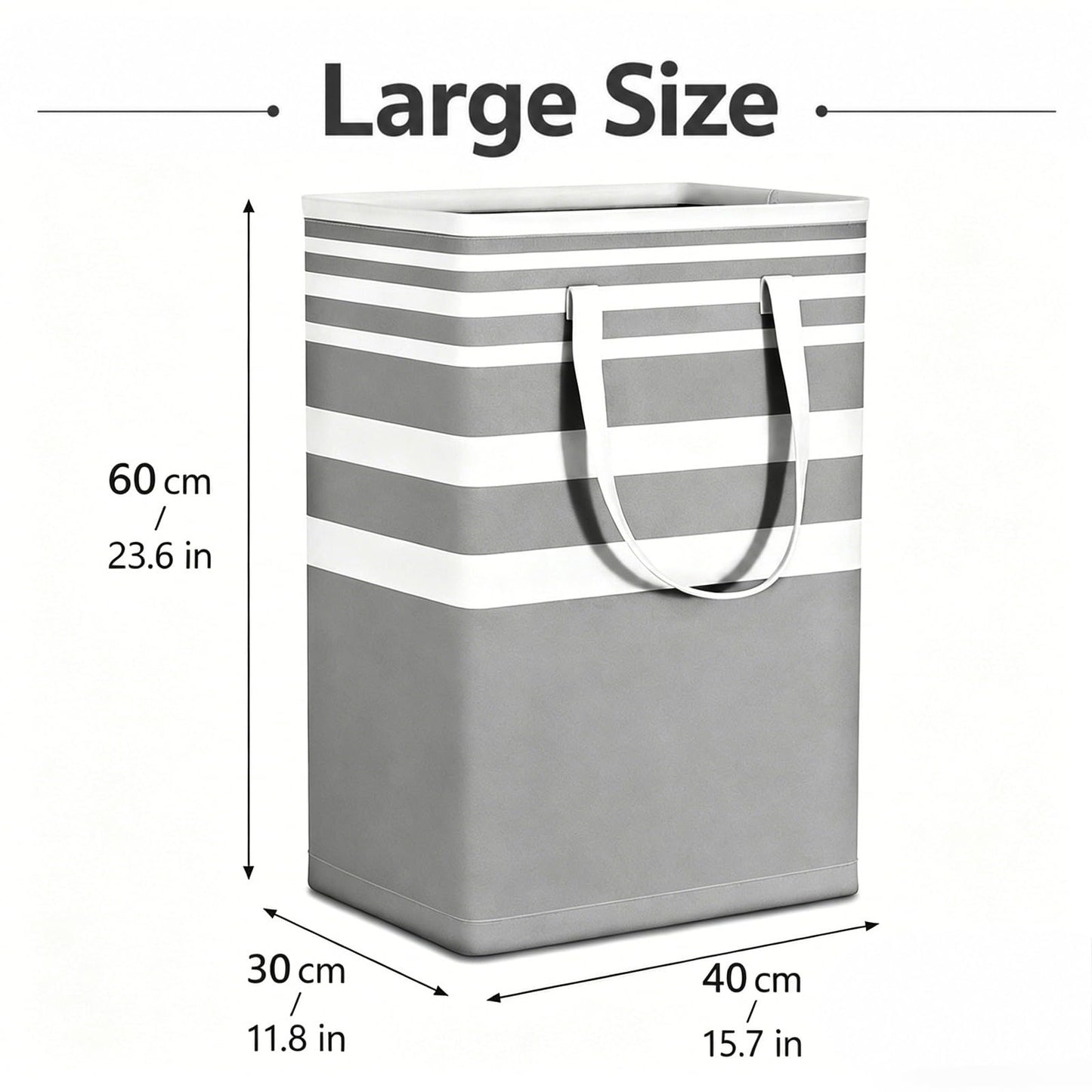 Collapsible Laundry Hamper Bag with Wooden Handles – 75L/20Gal Large Capacity, Waterproof Oxford Cloth Storage Basket, Freestanding No Wire Frame, Ideal for Dorm, Bedroom, Bathroom (Grey)