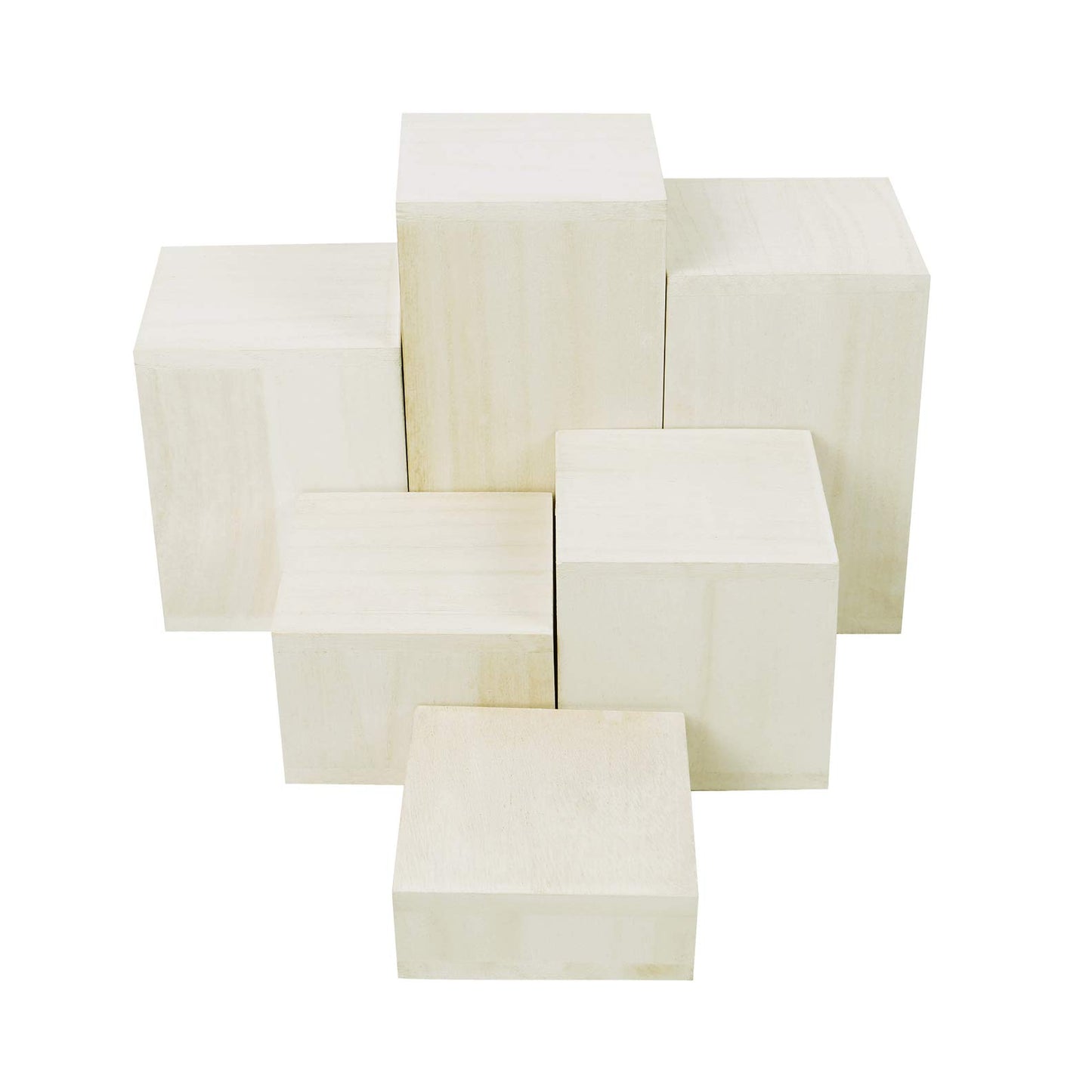Mooca Wooden 6 Pcs Square Risers for Display Jewelry and Accessories Display Stand (Wash White)