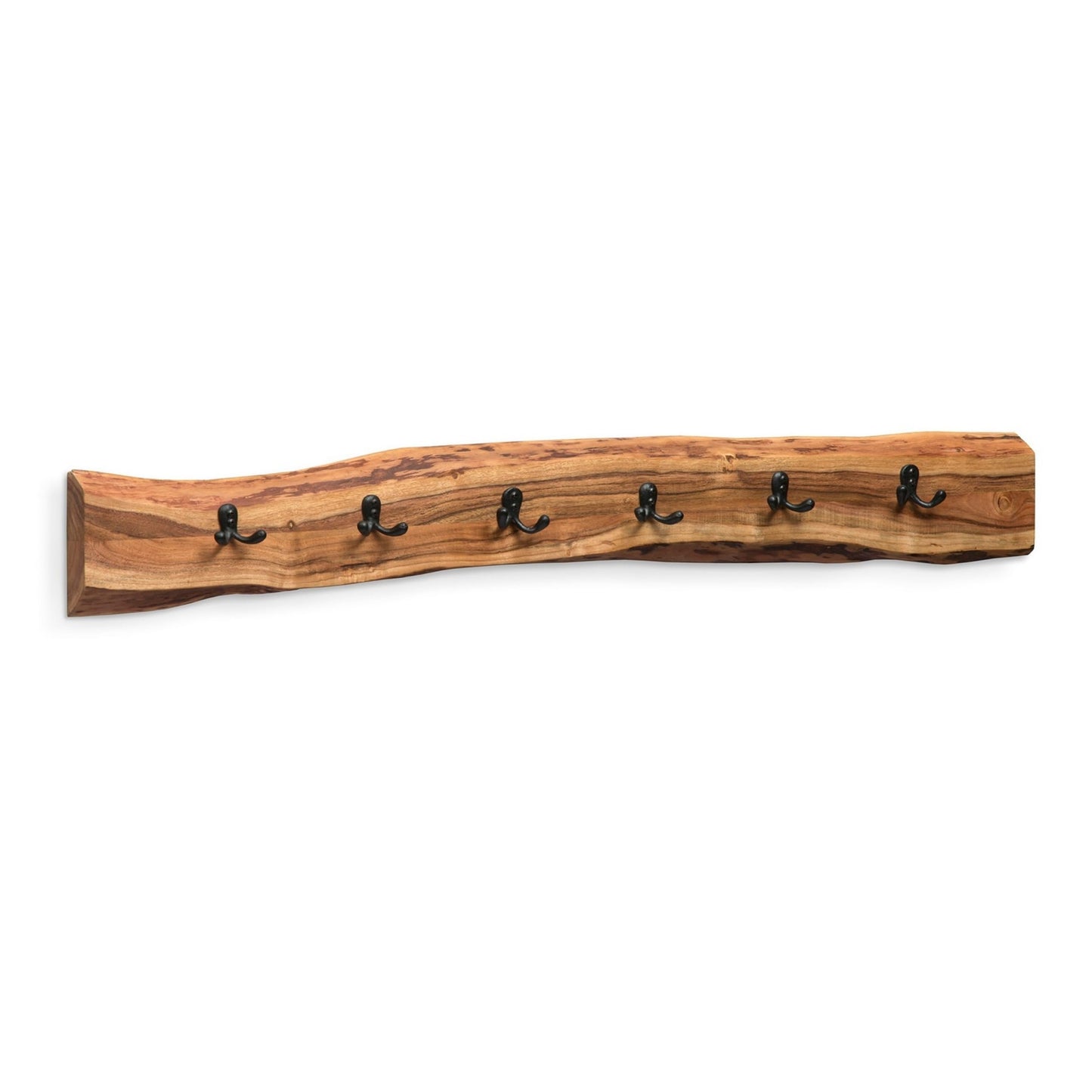 Alaterre Furniture Alpine Natural Live Edge Wood Coat Rack – 48 Inch Solid Wood Wall-Mounted Coat Hook with 6 Double Hooks – Modern Farmhouse Storage Organization for Entryway, Hallway, or Mudroom