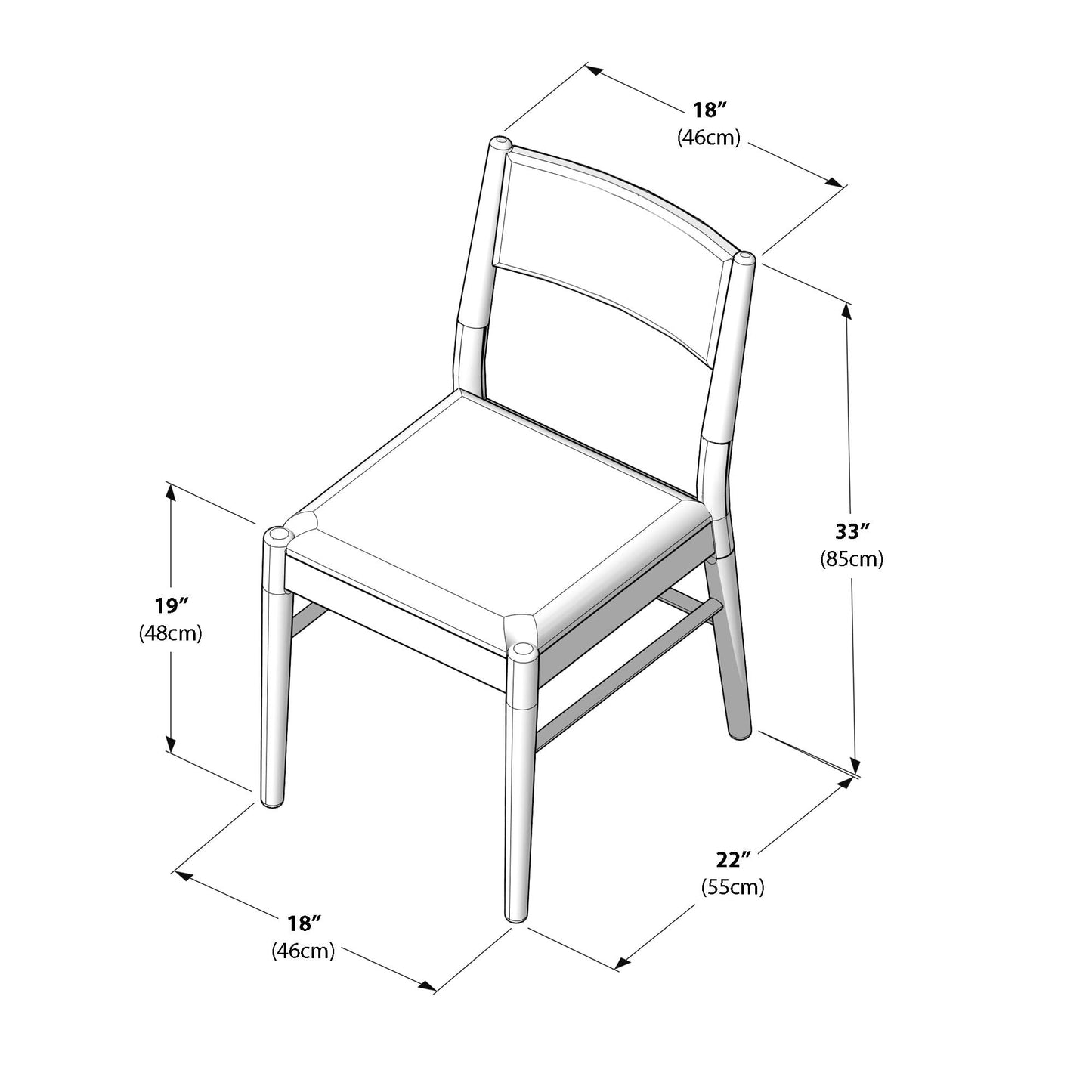 Plank+Beam Brio Dining Chair (2-Pack) - Upholstered Bouclé Seat, Solid Rubberwood Frame, Low-VOC Finish, Easy Assembly, Pecan/Ivory
