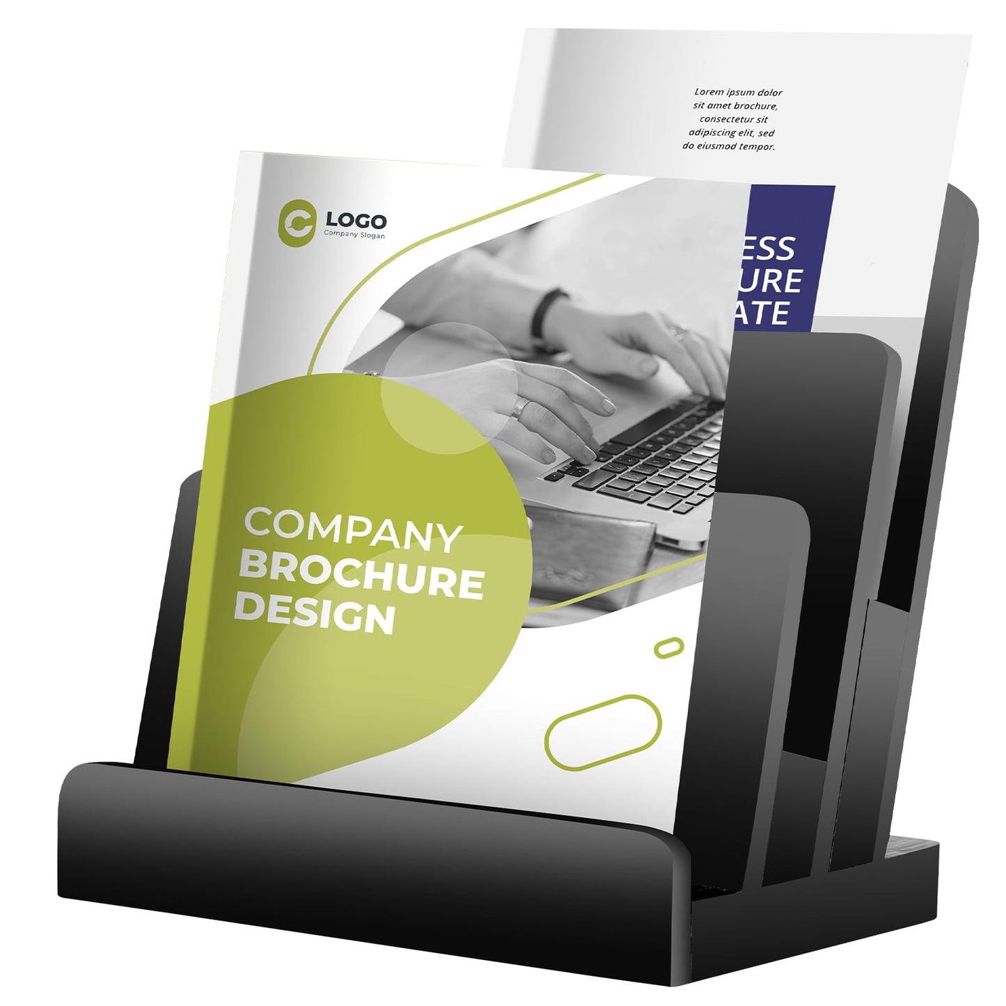 8.5 x 11 Brochure Display Stand 3 Tier Wooden Brochure Holder Black Literature Holder Magazine Display Business Card Holder Postcard Display Flyer Holder for Magazine Pamphlet Booklets Menu (1)