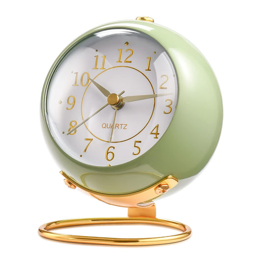 Tetino Analog Alarm Clocks,Retro Backlight Cute Simple Design Small Desk Clock with Night Light,Silent Non-Ticking,Battery Powered,for Kids,Bedroom,Travel,Kitchen,Bedside Desktop Decor.(Green)