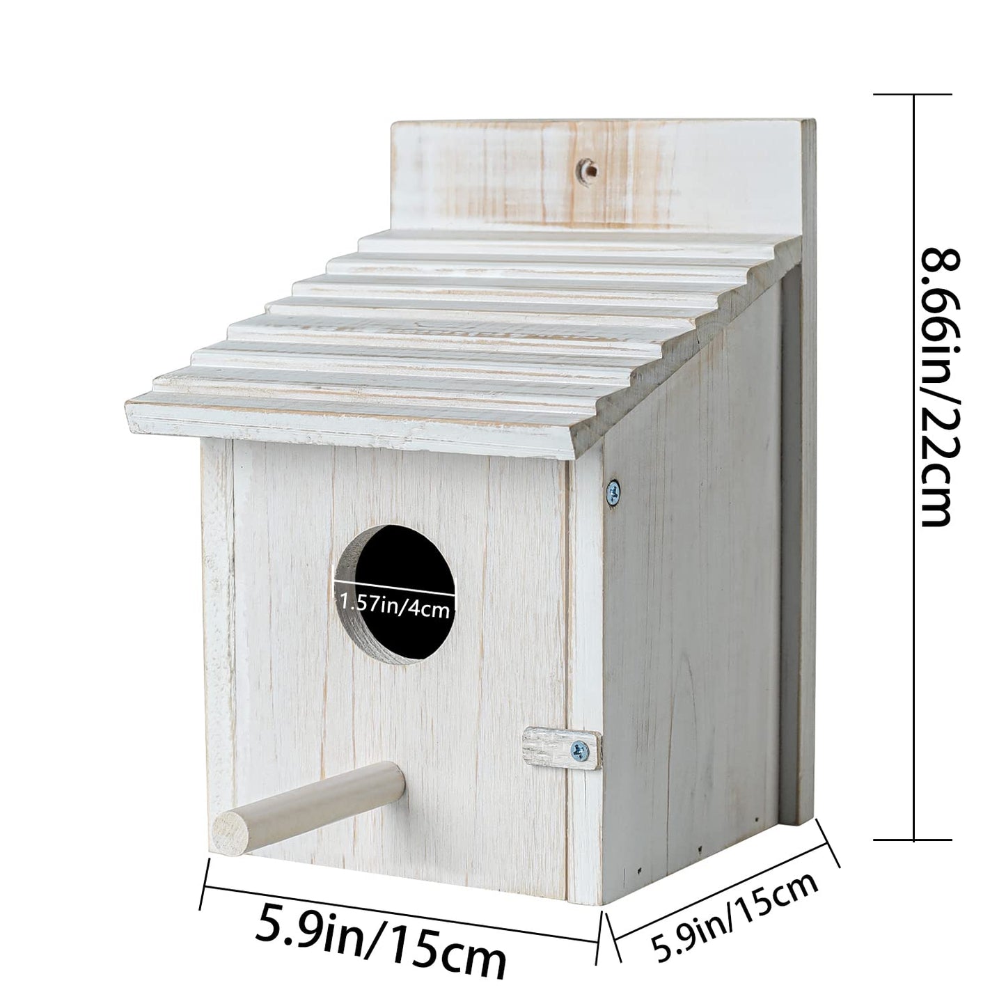 NATUREYLWL Wooden Bird House for Outside with Perch - Weatherproof Hanging Birdhouse for Finches, Bluebirds, Cardinals - Outdoor Garden Birdhouse with Easy Clean Design