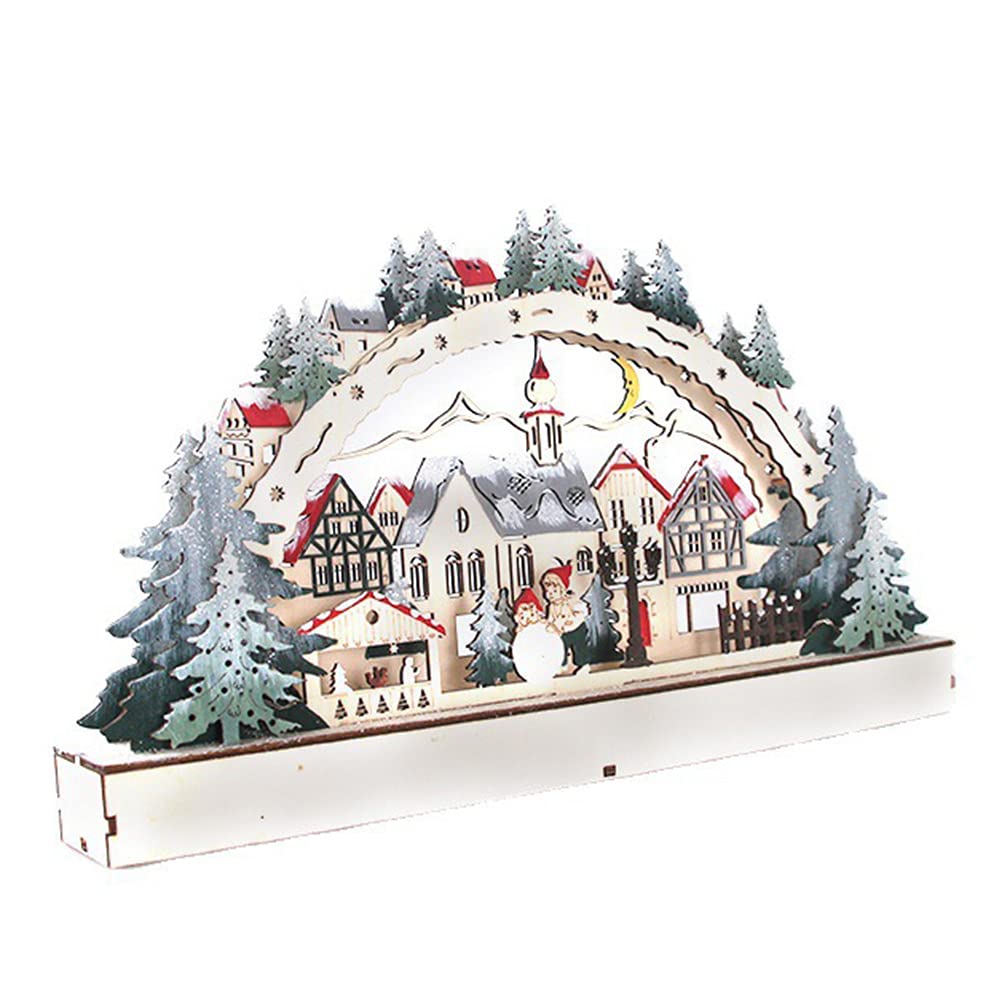Stylebest Led,Christmas House Scene Wooden Christmas Village,Christmas Village Houses for Shopping Mall Window Decorations