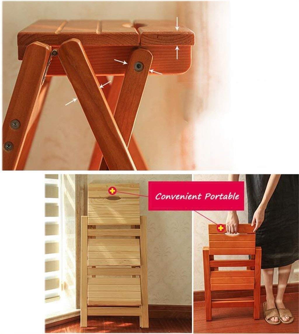 PZHANGZVH Indoor Clim Stool, Step Ladders Folding Stool Ladder Stool Folding Library Steps Stool Multifunctional Wooden Kitchen Office Ladder Chair/D (A)