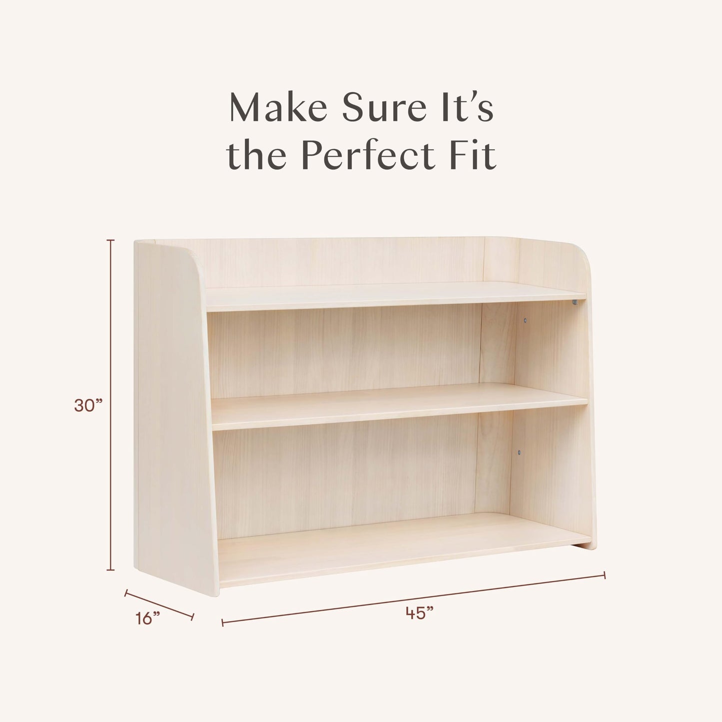 Babyletto Melo Montessori 3 Shelf Bookcase, GREENGUARD Gold Wood Bookshelf - Easy Assembly Book Case w/Wide Storage Shelves, Modern Wooden Book Shelf for Living Room, Bedroom, Office, Washed Natural