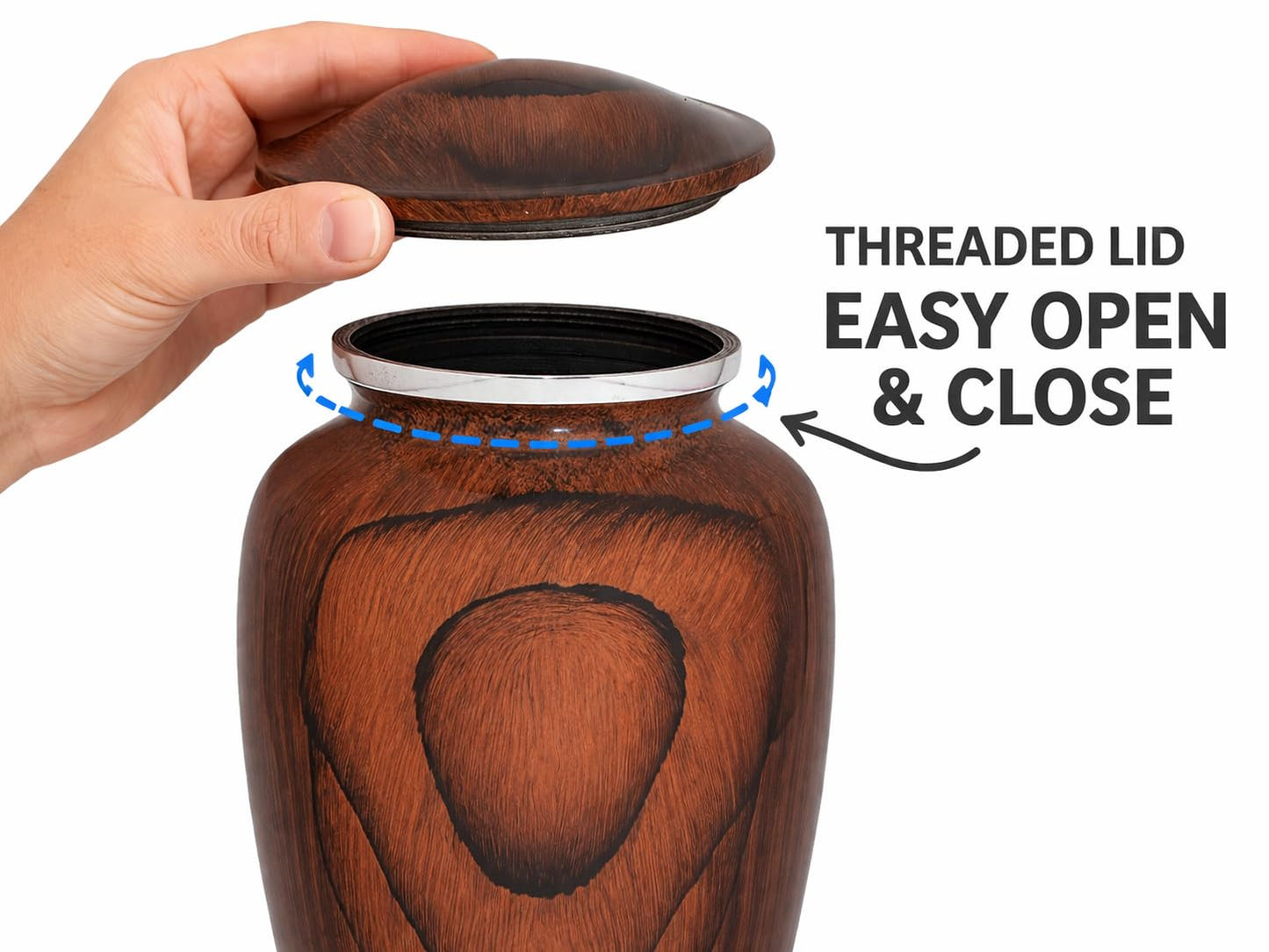 Bold & Divine Wood Grain Cremation Urn for Human Ashes - Elegant Large Memorial Cremation Urn for Human Ashes - Perfect Tribute for Loved Ones - Male Female Man or Woman (Red Cherry Wood, Large)