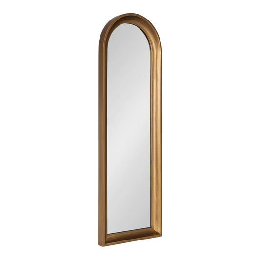 Kate and Laurel Hatherleigh Modern Slim Arched Panel Wall Mirror, 12 x 36, Gold, Transitional Narrow Wooden Arch Mirror for Use as Versatile Bedroom or Entryway Wall Decor