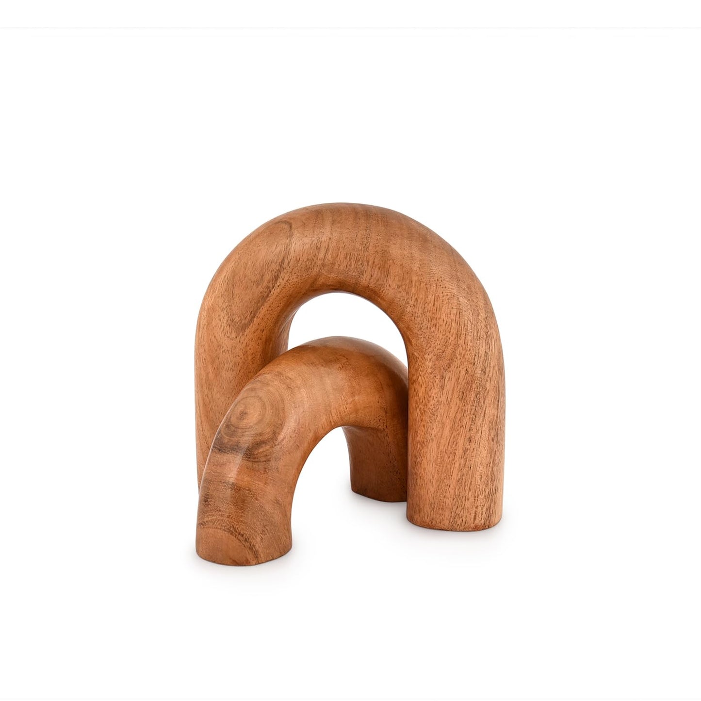 Kaizen Casa Statues Acacia Wood Decorative Objects,Neutral Home Decor for Shelves, for Living Room Bedroom, Modern Table Top Bookshelf Décor (5"x 5" x 1.5") (5"x 3.5" x 1.5")