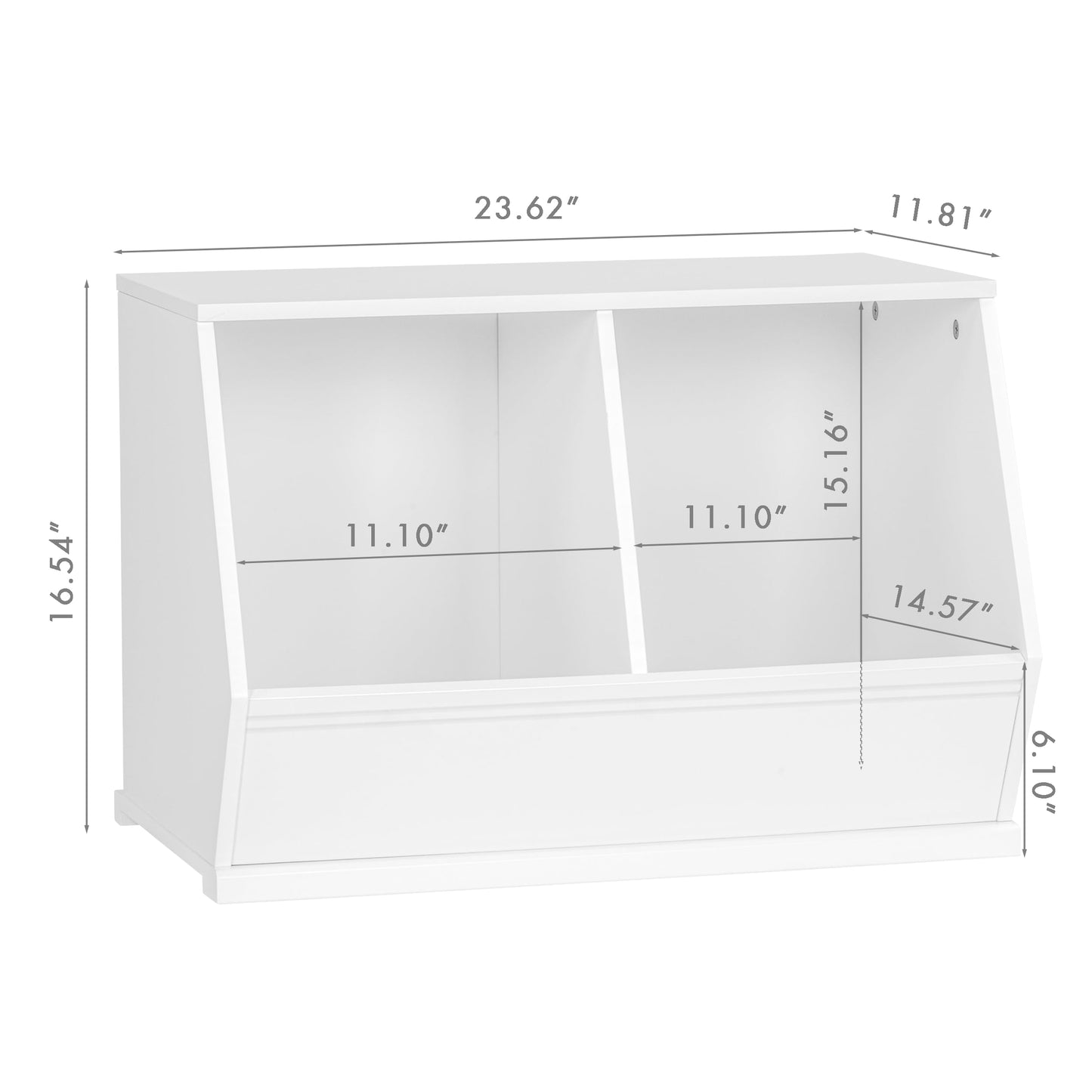 UTEX Stackable Toy Storage Cabinet, Wooden Cubby Organizer, White Shelf for Playroom, Bedroom, Living Room, Nursery, 2 Cubes