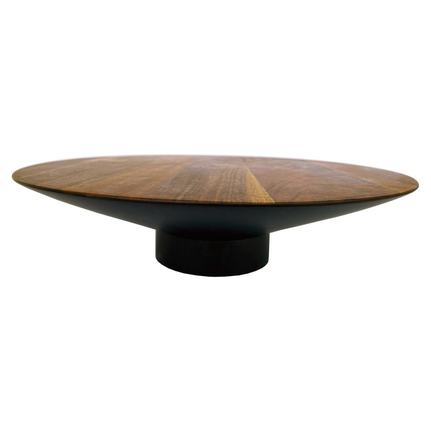 Bloomingville Round Acacia Wood Pedestal with Metal Base, Natural and Black