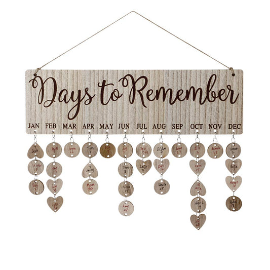 Joy-Leo Gifts for Mom Grandma Christmas, Joy-Leo Wooden Family Birthday Reminder Calendar Plaque with 100 Tags, Birthday Tracker Board Wall Hanging, Help Elderly Parents Remember Birthdays, Model JL03