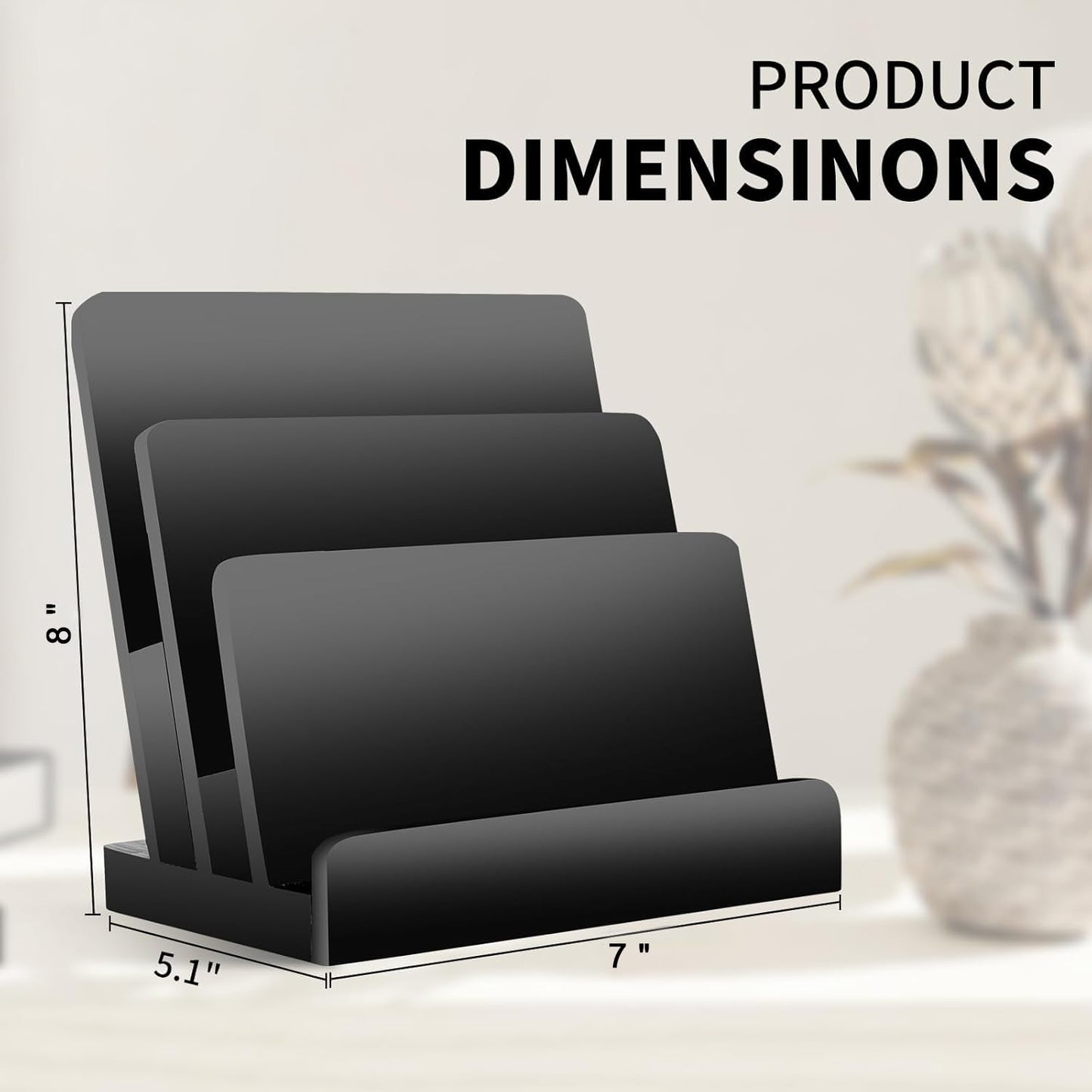 8.5 x 11 Brochure Display Stand 3 Tier Wooden Brochure Holder Black Literature Holder Magazine Display Business Card Holder Postcard Display Flyer Holder for Magazine Pamphlet Booklets Menu (1)