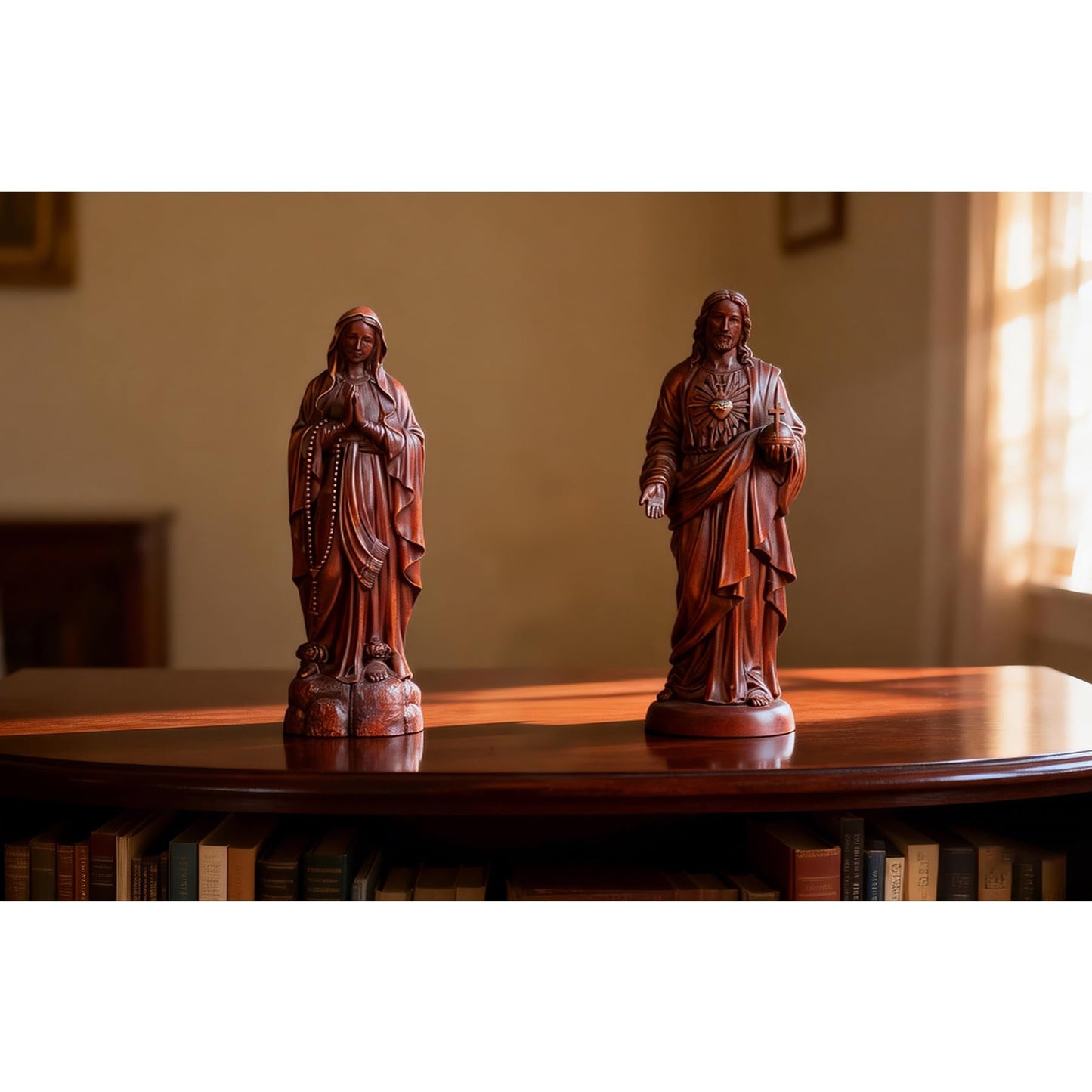 ASTARIKO Boxwood Our Lady of Lourdes Statue - 6" Hand-Carved Wooden Blessed Mother Virgin Mary Figurine with Rosary, Catholic Home Decor & Premium Healing Religious Gifts