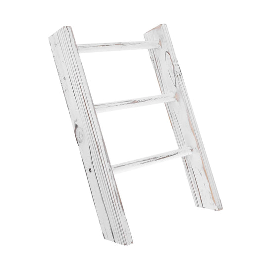 BEBEMOKO Mini Ladder Towel Rack for Bathroom Farmhouse Decor Small Space Saving Tea Towel Holder Multifunctional Display Rack White Decorative Ladder for Wall