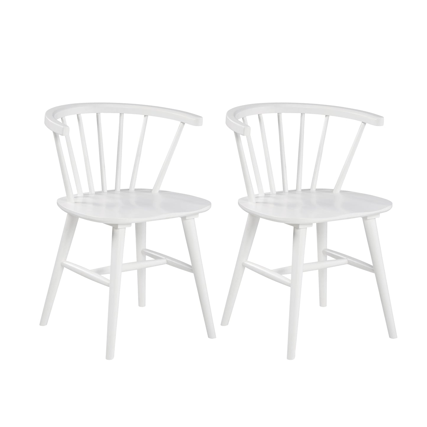 Roundhill Furniture Alwynn Contemporary Wooden Spindle Back Dining Chairs, Set of 2, White